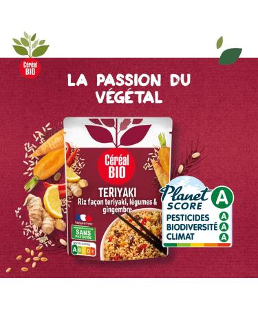 Organic Cereal Teriyaki Rice Vegetables & Ginger Microwavable Bag Quick to Reheat Vegetarian and Organic 220 g 216298 - Buy Online on GoSupps.com