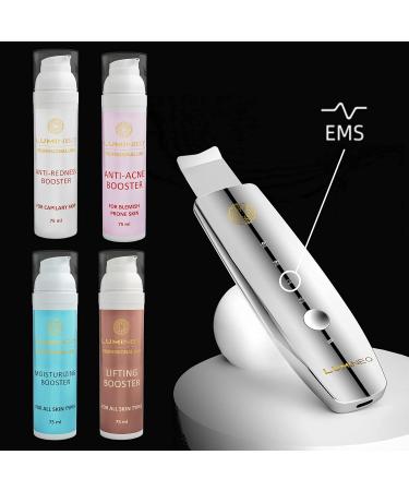 Lumineo Ultrasound Peeling Device - 4-in-1 Skin Scrubber Blackhead Remover EMS LED & Ions with 400ml Moisturizing Toner | Best Acne & Pore Cleaner - Buy Online on GoSupps.com