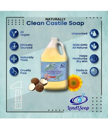 Antibacterial Unscented Pure Castile Soap - Vegan Non-GMO | Face Hand & Body Wash for Dry & Sensitive Skin - 64 fl. oz. Made in USA - Buy Online on GoSupps.com