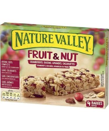Nature Valley Fruit & Nut Barres Cranberries Raisins Amandes & Cacahuètes x4 120g