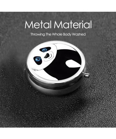 Cute Panda Printed Mini Round Pill Box | 3 Compartment Travel Pill Organizer | Portable Medicine Case for Pocket & Home Use - Buy Online on GoSupps.com