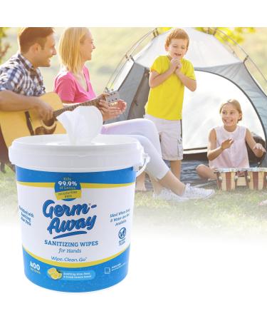 Germ-Away Antibacterial Hand Wipes | Compostable Cloth Bucket | Lemon Scent | 400 Count Pack - 1 Bucket - Buy Online on GoSupps.com