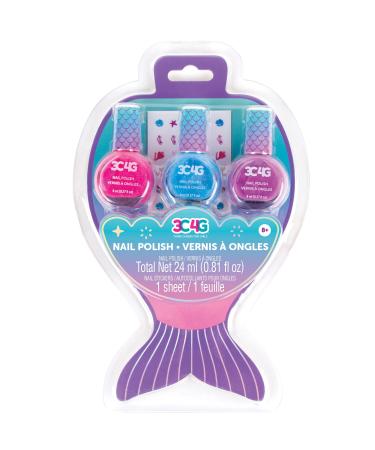 3C4G Mermaid Shimmer Nail Polish Trio Mermaid Hologram Nail Polish Set Includes Pink Blue & Purple Polish for Ages 8 and up by Make It Real 0.81 Fl Oz (Pack of 1) Mermaid