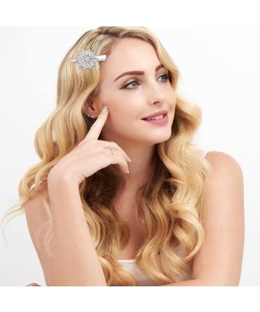 Sibba Rhinestone Bridal Hair Barrettes - 2 PCS Large Diamante Wedding Hairpins with Flower Design for Women - Elegant Crystal Hair Clip Accessories - Buy Online on GoSupps.com