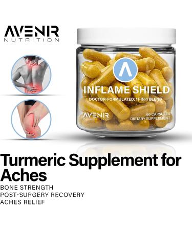 Avenir Nutrition Inflame Shield | Inflammation Support for Joint Pain, Arthritis & Post-Surgery Recovery | 60 Capsules - Buy Online on GoSupps.com