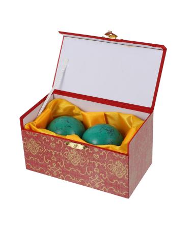 Magiclulu 2st turquoise handball green gemstones baoding stone ball chinese balls exercise gifts stress relief chinese gift round hand balls round adorn fitness wood