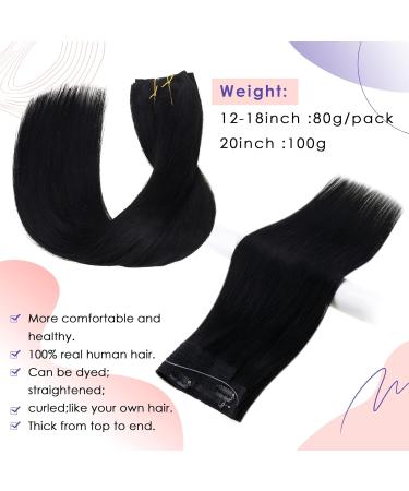 Vivien Black Wire Extensions | Real Hair 12 inch/30cm 80g | Best Real Hair Wire Extensions for Effortless Volume - Buy Online on GoSupps.com