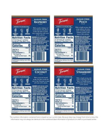 Torani Sugar Free Soda Syrup Variety Pack - 25.4 Fl Oz (Pack of 4) - Buy Online on GoSupps.com