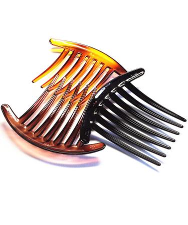 Women's French Twist Combs Plastic Side Hair Comb with Seven Tooth - Set of 6 (3 Colors  Each 2pcs)