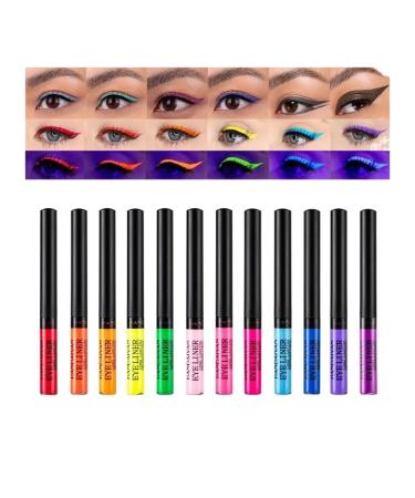 Liquid Colored Eyeliner Pencils Fluorescent Eye Liner Neon Eyeliner Waterproof Halloween Eyeliner Rainbow Eyeliner Matte Colored Eye Liner Multichrome Liquid Eyeliner Quick Dry Eyeliners (Colo