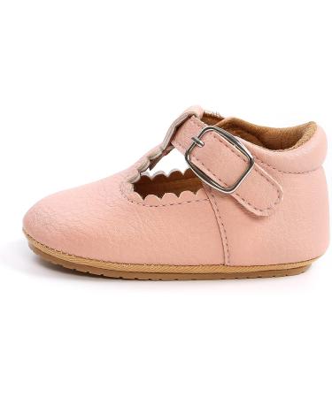 Baby Girl's First Walking Mary Jane Shoes | PU Leather Anti-Slip Princess Shoes for Infants 6-12 Months | Pink - Buy Online on GoSupps.com
