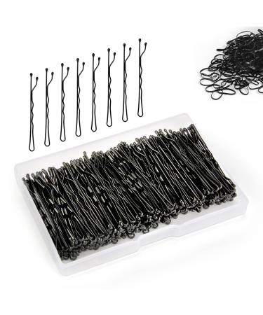 200 Count Bobby Pins, Premium Black Hair Pins With Box For Kids Women Lady Girls,Invisible Wave Hair Clips Bulk Hair Accessories For All Hair Types,Attach 50 Pcs Rubber Hair Bands