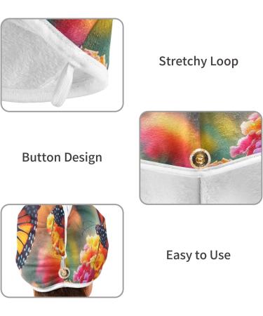 Butterfly on Lantana Flower Hair Towel 2 Pack - Super Absorbent Quick Dry Hair Turbans for Women & Girls - Buy Online on GoSupps.com