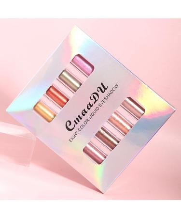 Liquid Glitter Eyeshadow | Metallic Shimmer Glitter Eyeshadow Makeup for Eyes | Metallic Shimmer 8 Colors Double Head Design Multi-Dimensional Eye 02 - Buy Online on GoSupps.com
