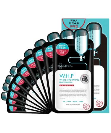 Mediheal W.H.P White Hydrating Charcoal Mask EX. Pack of 10 - Radiant Skin Moisturizing Skin Vitality with Charcoal Mask Sheet