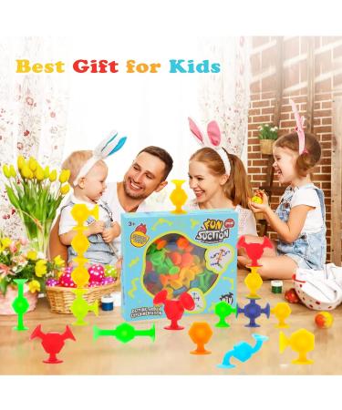 AIERRSON 48Pcs Suction Silicone Toys for Kids | Bath & Sensory Montessori Toys for 3-9 Year Olds | Building Toy Set for Stress Relief & Travel - Buy Online on GoSupps.com