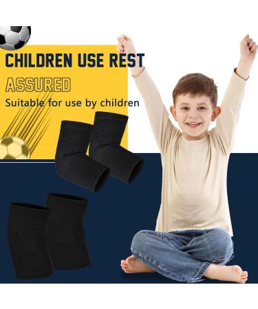 2 Pairs Kids Compression Elbow & Knee Braces - Support for Basketball Volleyball Running | Boys & Girls Medium Black - Buy Online on GoSupps.com