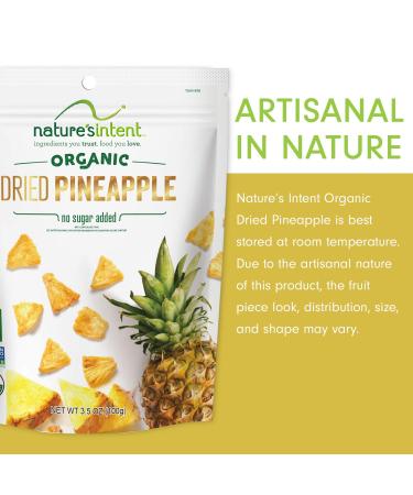 Nature's Intent Organic Dried Pineapple - 4 Pack x 3.5 oz - Healthy Vegan Snack - USDA Organic, Non-GMO, Gluten-Free - Buy Online on GoSupps.com