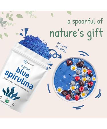 Organic Blue Spirulina Powder (Phycocyanin Extract) 30 Servings - No Fishy Smell 100% Vegan Protein from Blue-Green Algae Natural Luminous Food Coloring for Smoothies Baking Drinks & Cooking 1.06 Ounce (Pack of 1) - Buy Online on GoSupps.com