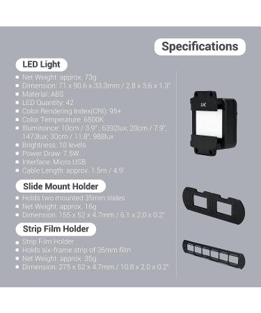 JJC Photo Slide and Film Digitizing LED Light Kit | 10-Levels Brightness Shoe Mount Backlight | For Scanning and Copying 35mm Film Strips and Slides - Buy Online on GoSupps.com