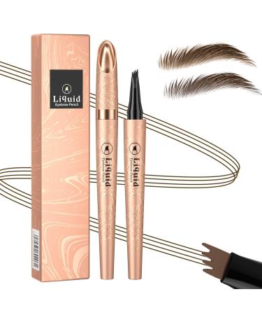 Ruicen Eyebrow Pencil Microblading Eyebrow Pencil with Micro Split Ends 4 Teeth Eyebrow Pencil Waterproof and Stain Resistant Eyebrow Pencil for Perfectly Defined Brows (Dark Brown)