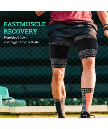 Buy Abyon Thigh Bandage for Men & Women - 2 Pack Compression Support for Knee Quad & Groin Pain Relief - Breathable & Non-Slip - Large Black - Buy Online on GoSupps.com