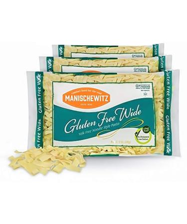 Manischewitz Gluten Free Wide Egg Noodles (3 Pack) Yolk Free, Kosher For Passover and All Year Round Use