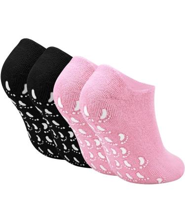 Moisturizing Gel Socks Moisturizing Socks with Spa Gel for Moisturizing Vitamin and Essential Oils Infused Gel Socks for Women Repair Dry Cracked Skins Softens Feet (2 Pairs Black+Pink) - Buy Online on GoSupps.com
