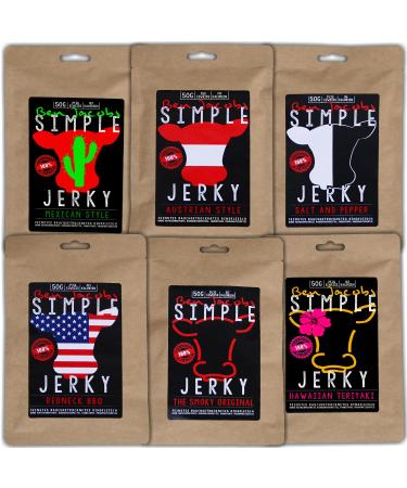Beef jerky trial box 18 x 50g handmade Austrian pasture premium dry meat without chemical additives (3 x mixed flavor)