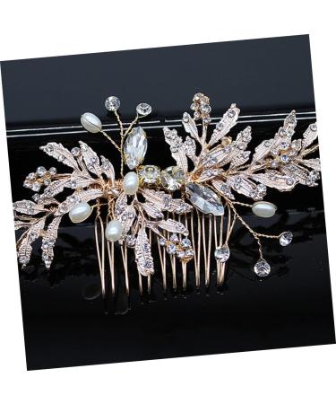 DOITOOL Gold Side Comb Hair Crystals Decor Alloy Hair Comb Hair Claw Hatchet Comb Floral Headpiece Crystal Flower Comb Rhinestone Headpiece Crystal Decor Accessories Pearl Bride - Buy Online on GoSupps.com