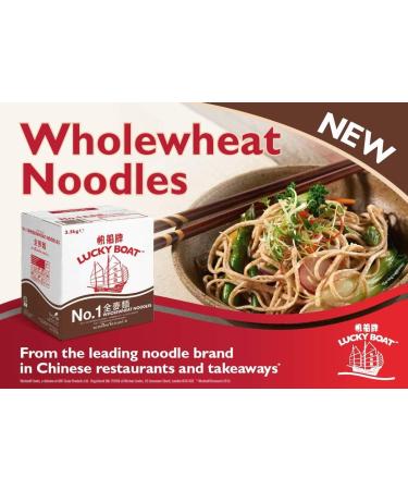 Lucky Boat Wholewheat Chow Mein Noodles 3.5KG - Source of Fibre - Bulk Chinese Noodles for Stir Fry - 3.5kg Pack - Buy Online on GoSupps.com