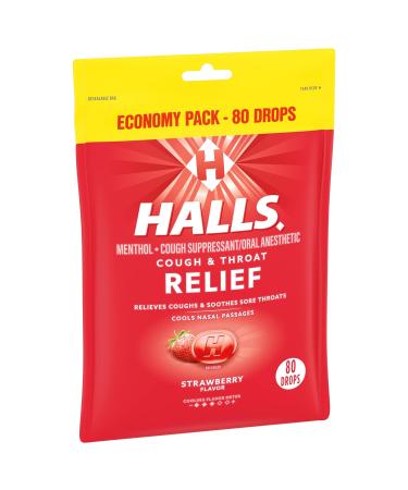 HALLS Relief Strawberry Cough Drops Economy Pack - 80 Count - Buy Online on GoSupps.com