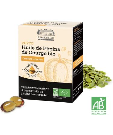 BLANCHE BRESSON - Organic Squash Seed Oil - Men's Urinary Comfort Flow & Prostate Volume Decreased Urine Flow - 60 Capsules - 30 Day Treatment - Made in France - Buy Online on GoSupps.com