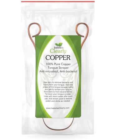 Isabella's Clearly COPPER Ayurvedic Tongue Scraper | 100% Pure Heavy Duty Copper | BPA Free | Natural Oral Care & Bad Breath Remedy - Buy Online on GoSupps.com