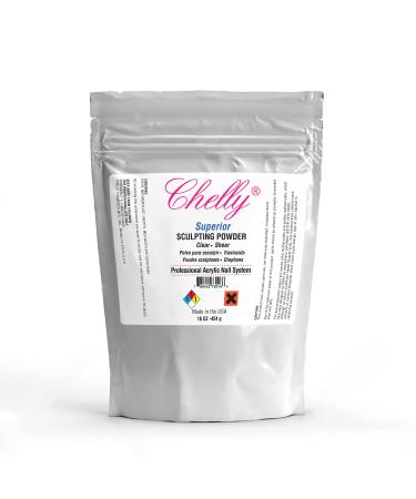 Chelly Superior Sculpting Powder Professional Acrylic Nail System Clear Blush Pink Medium Pink 16 oz 454 g (Clear)