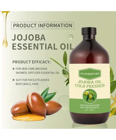 32 fl oz 100 Pure Jojoba Carrier Oil Unrefined Hexane Free Cold Pressed for Skin Face Hair Nails & Massage - Buy Online on GoSupps.com