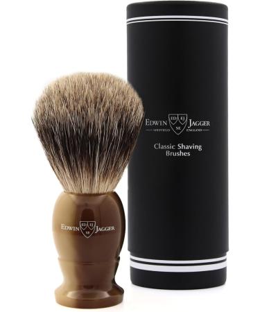 Edwin Jagger 1EJ872 Medium Best Badger Shaving Brush - Imitation Light Horn for Cream or Soap | Premium Men's Grooming Tool - Buy Online on GoSupps.com