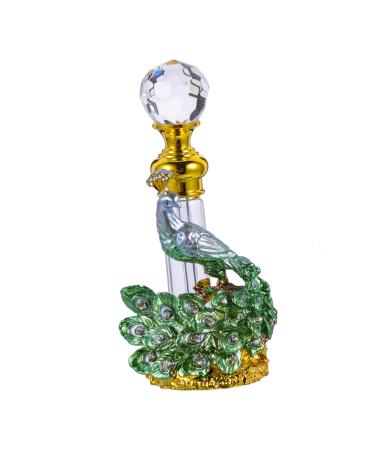 Beaupretty Perfume Bottle Essential Oil Bottle Aluminum Alloy Glass Crystal Travel 14x4x3cm Green