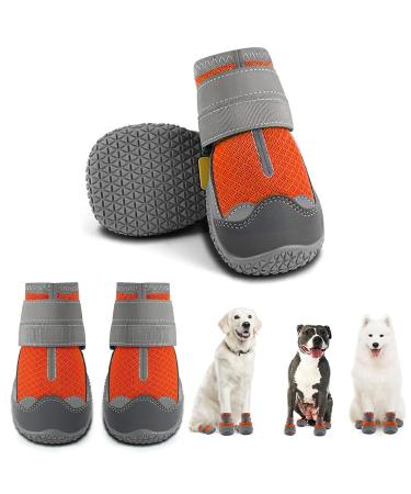 Pollen Dog Choes Pfot Protection Anti-slip sole 4 pieces of BreataBle Dog boots with reflective straps shoes for the dog Velcro fastener snowshoes for dogs outdoor sports size 8 (width 7.5cm) for 34-43 kg