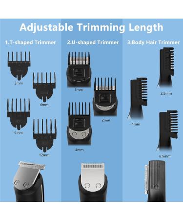 AMULISS Beard Trimmer for Men - Waterproof Grooming Kit with Hair Clipper, Nose Trimmer, Electric Razor and Body Shaver in Black + Grey - Cordless Barber Clippers for Precise Hair Cutting - Buy Online on GoSupps.com