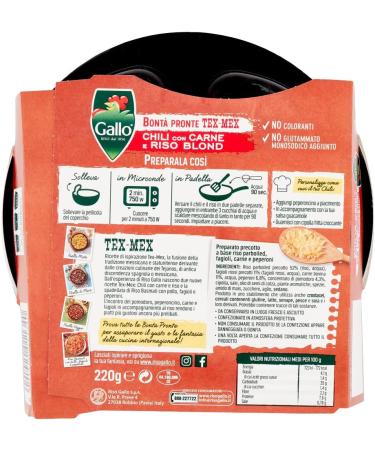  Italian Gourmet E.R. Riso Gallo Bont Pronte Tex-Mex Chili con Carne Precooked Rice / Beans / Meat and Peppers 220 g + 400 g Italian Gourmet Tomato Pulp Pack of 8 - Buy Online on GoSupps.com