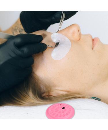 100 Pcs False Lash Glue Holder - Disposable Eyelash Extensions Trays Plastic Pink Glue Holder Pallet Pads for Professional Use - Buy Online on GoSupps.com