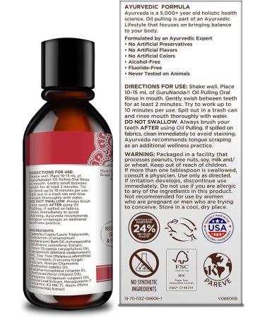 GuruNanda Cinnamon Oil Pulling Travel Sized Mouthwash Promotes Calmness with Neem & Ashwagandha for Fresh Breath & Happy Gums Alcohol-Free TSA-Friendly 3 Oz (Pack of 2) - Buy Online on GoSupps.com