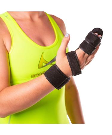 BraceAbility Two Finger Immobilizer - Hand and Buddy Splint Cast for Broken Joints  Mallet or Trigger Finger Extension  Sprains and Contractures to Straighten Middle  Index and Pinky Knuckles (M) Medium (Pack of 1)