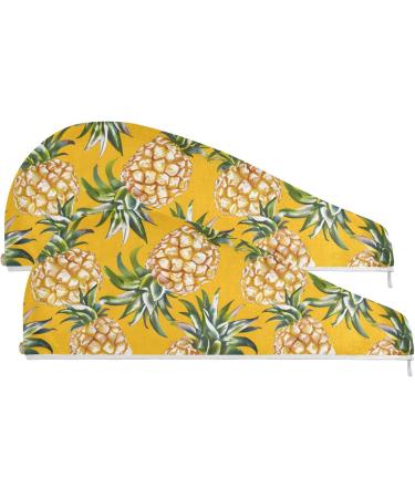 Super Absorbent Pineapple Hair Towels - 2 Pack Quick Dry Hair Turbans for Women & Girls | Perfect Hair Wraps with Button Twist - Buy Online on GoSupps.com