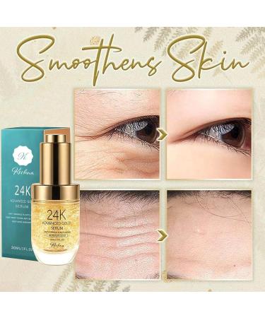 24k Gold Face Serum with Hyaluronic Acid, Vitamin E & C | Brightens, Firms, and Treats Acne | Anti-Aging & Anti-Wrinkles | For All Skin Types | Day & Night Use - Buy Online on GoSupps.com