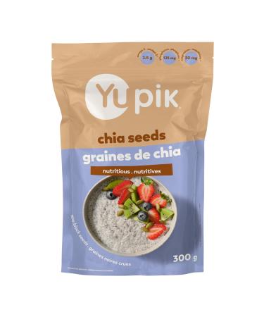 Yupik Raw Black Chia Seeds 300 g Gluten-Free Kosher Natural Plant-Based Seeds Superfood Source of Omega-3 and Magnesium Rich in Fiber Gels Easily