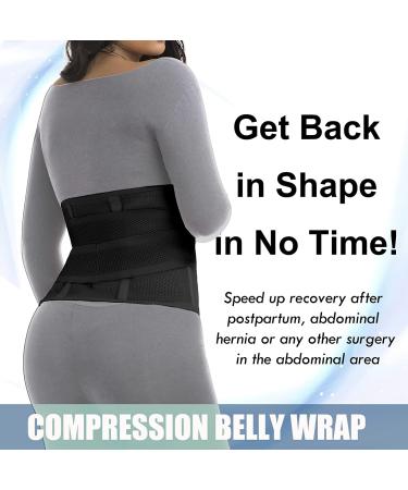 Postpartum Belly Band & Abdominal Binder | Compression Wrap Recovery Belt S/M Black - Waistline 25.5-33 - Buy Online on GoSupps.com