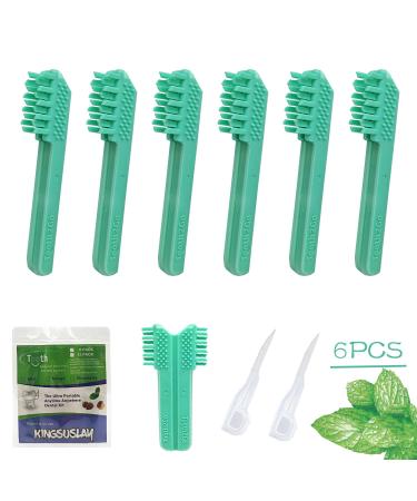 Travel Toothbrush Kit Disposable Toothbrush Mini Brush and Ultra Portable Brushes+ Picks Small Adult Toothbrush for Traveling After Meals(6-Pack)