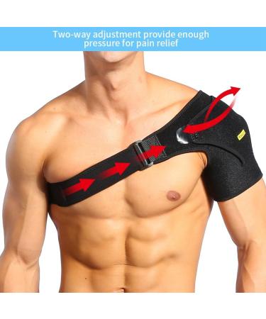 Acouto Black Shoulder Brace with Pressure Pad Breathable Shoulder Support for Rotator Cuff - Buy Online on GoSupps.com